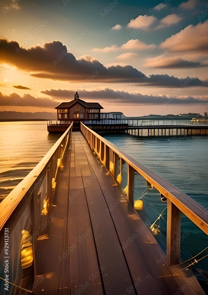 Fototapeta premium The atmosphere on the bridge in the evening