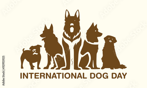 International Dog Day, world dog day. August 26. Vector illustration. poster, banner, greeting card, flyer. Happy National Dog Day. sale. event, party.