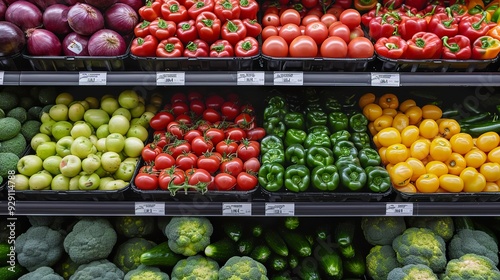 Supermarket Display of Fresh and Packaged Foods