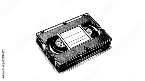 one line drawing of a VHS tape 