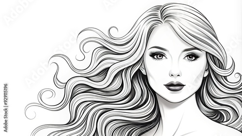 Slim, minimalist illustration of a confident woman's face and hair in bold, black lines and gentle curves, set against a clean, white background.