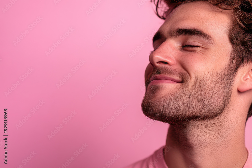 Obraz premium A close up of a man's face with his eyes closed