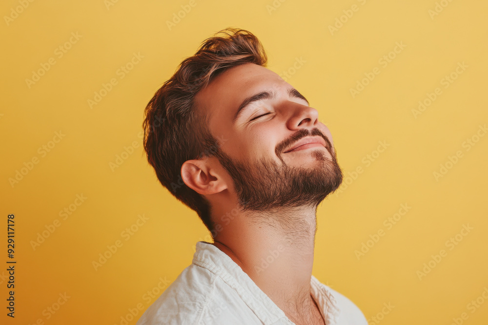 A close up of a man's face with his eyes closed A close up of a man's face with his eyes closed