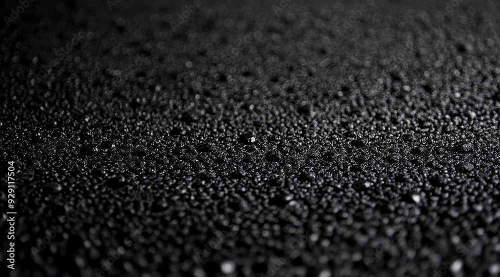 This is a detailed closeup view of black polystyrene foam that showcases its textured surface along with its unique and intriguing patterns that make it visually interesting and appealing This is a detailed closeup view of black polystyrene foam that showcases its textured surface along with its unique and intriguing patterns that make it visually interesting and appealing