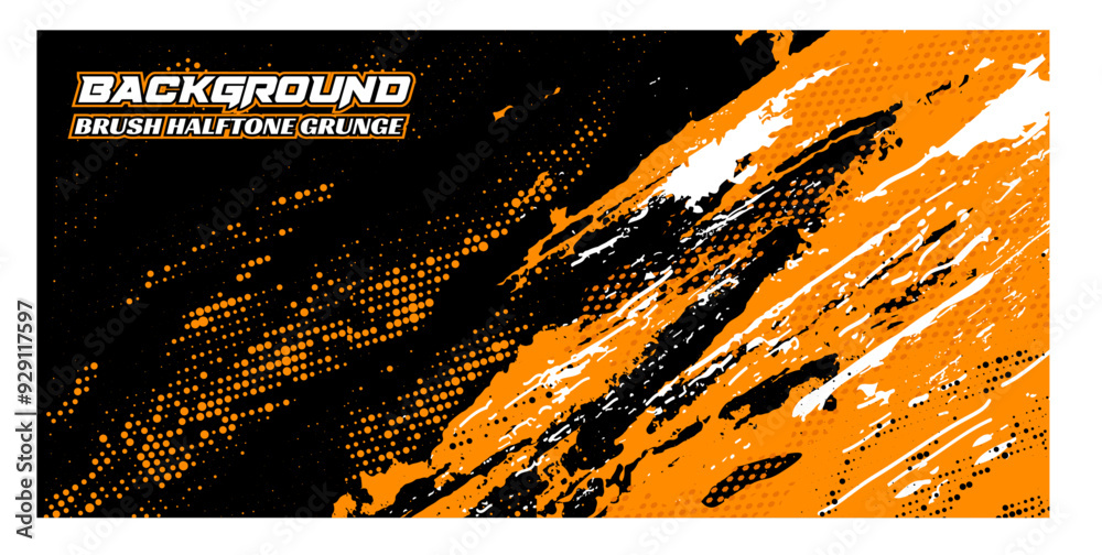 orange black brush Car decal livery wrap banner abstract stripe sporty black orange color combination grunge brush modern pattern racing motorsport vector design grunge halftone claw splash