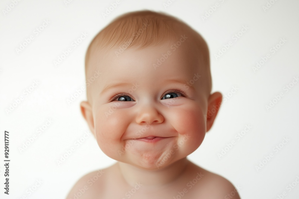 Pretty little child Baby anticipation emotion on neutral background with copyspace Pretty little child Baby anticipation emotion on neutral background with copyspace