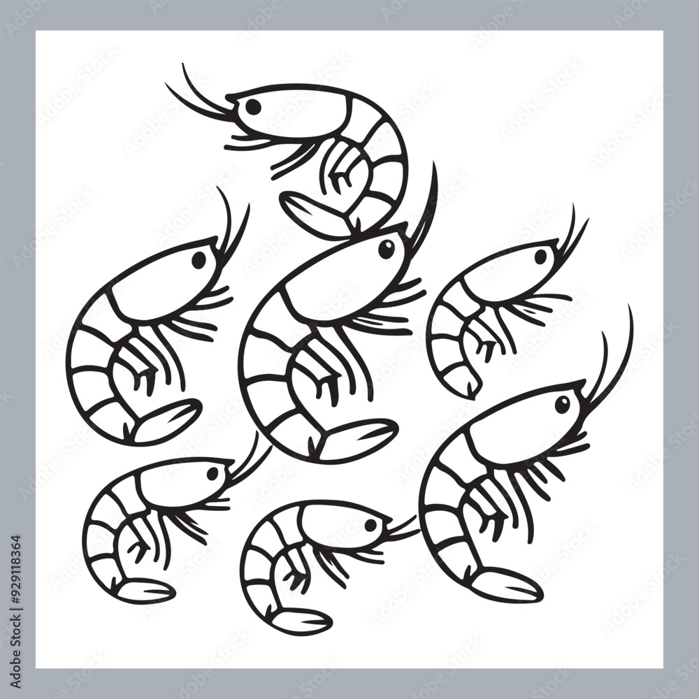 Black Shrimp Vector Silhouette , set of shrimp illustration. hand drawn black and white shrimp line art illustration, Shrimp icon vector art silhouette Black Shrimp Vector Silhouette , set of shrimp illustration. hand drawn black and white shrimp line art illustration, Shrimp icon vector art silhouette