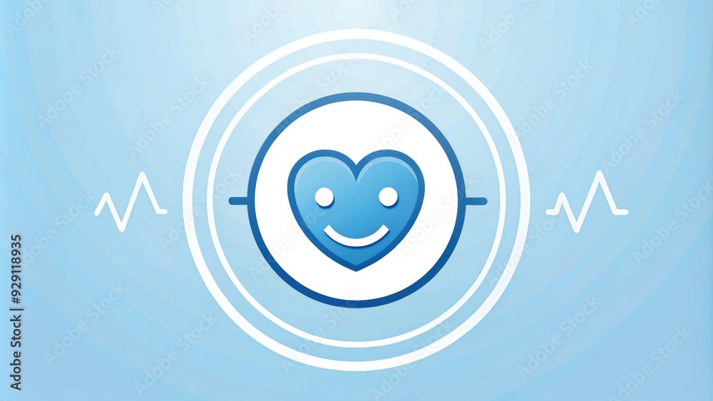 Smiling face icon surrounded by a circle with a subtle heartbeat line, conveying compassionate customer support and trusted relationships in business and healthcare environments. Smiling face icon surrounded by a circle with a subtle heartbeat line, conveying compassionate customer support and trusted relationships in business and healthcare environments.