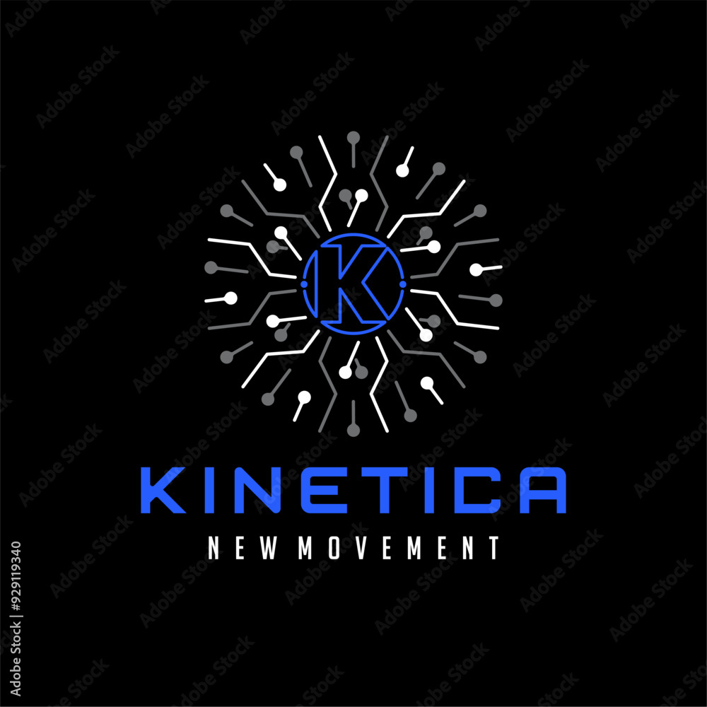 K letter Circle Tech Network Logo vector icon illustration