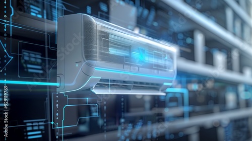 Wallpaper Mural Energyefficient air conditioner in modern living room with fresh natural decor. Concept Energy Efficiency, Air Conditioner, Modern Living Room, Natural Decor, Fresh Decor Torontodigital.ca