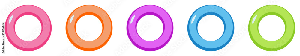 Pink, Orange, Purple, Blue, and Green Pool Tubes Pink, Orange, Purple, Blue, and Green Pool Tubes