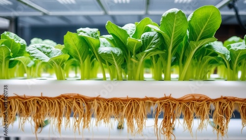 hydroponic system with exposed roots showcasing healthy growth and nutrient uptake spinach plants thriving