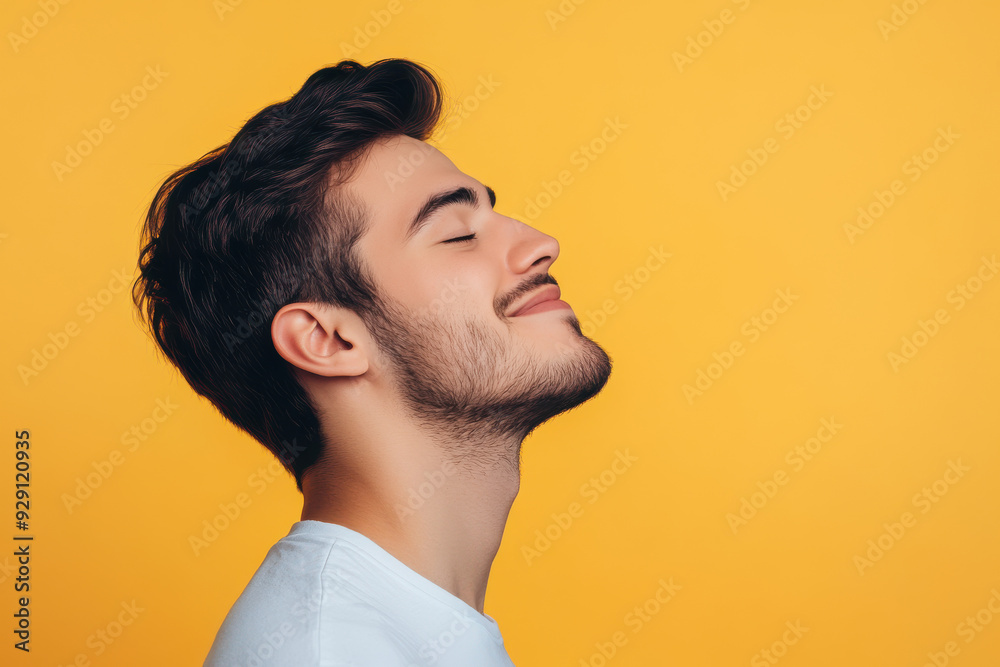 A close up of a man's face with his eyes closed A close up of a man's face with his eyes closed