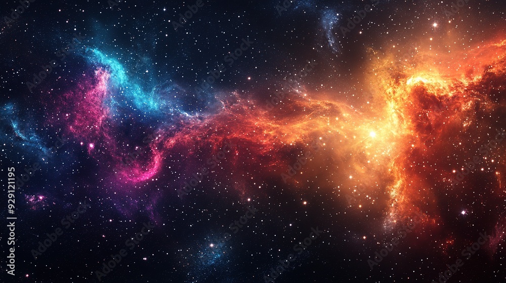 Fototapeta premium Galaxy background with swirling colors and star clusters, evoking the mystery of the cosmos