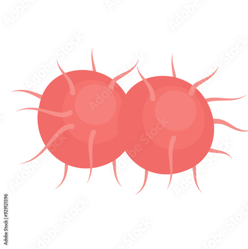 Vector isolated illustration of gonorrhea pathogen under a microscope. Gonorrhea bacteria. Сausative agent of gonorrhea.