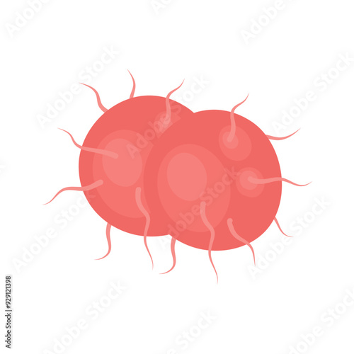 Vector isolated illustration of gonorrhea pathogen under a microscope. Gonorrhea bacteria. Сausative agent of gonorrhea.