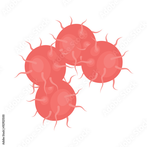 Vector isolated illustration of gonorrhea pathogen under a microscope. Gonorrhea bacteria. Сausative agent of gonorrhea.