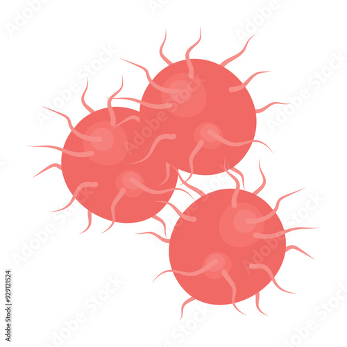 Vector isolated illustration of gonorrhea pathogen under a microscope. Gonorrhea bacteria. Сausative agent of gonorrhea.