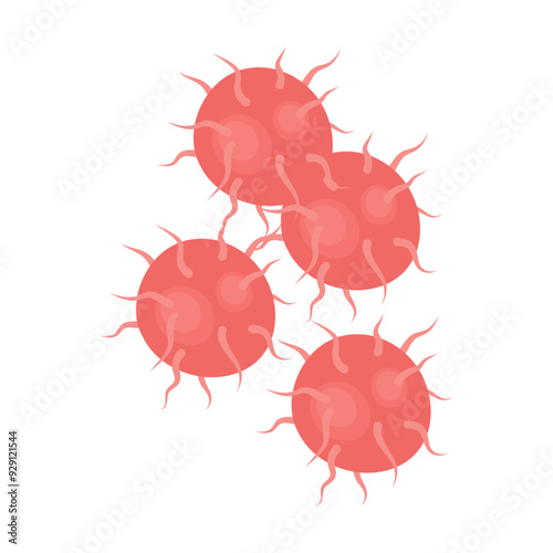 Vector isolated illustration of gonorrhea pathogen under a microscope. Gonorrhea bacteria. Сausative agent of gonorrhea.
