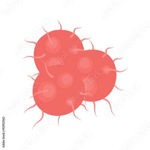 Vector isolated illustration of gonorrhea pathogen under a microscope. Gonorrhea bacteria. Сausative agent of gonorrhea.