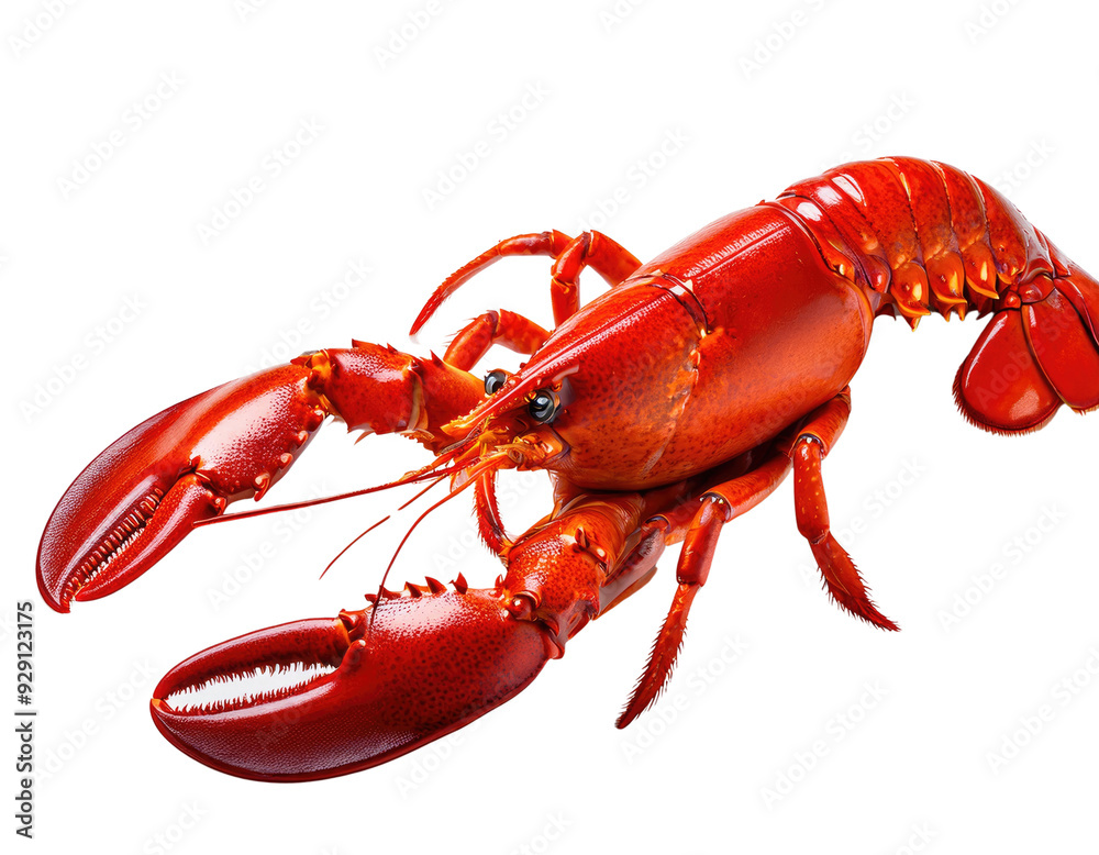 A vibrant red lobster on a white background, showcasing its distinctive claws and texture, ideal for culinary or seafood themes. A vibrant red lobster on a white background, showcasing its distinctive claws and texture, ideal for culinary or seafood themes.