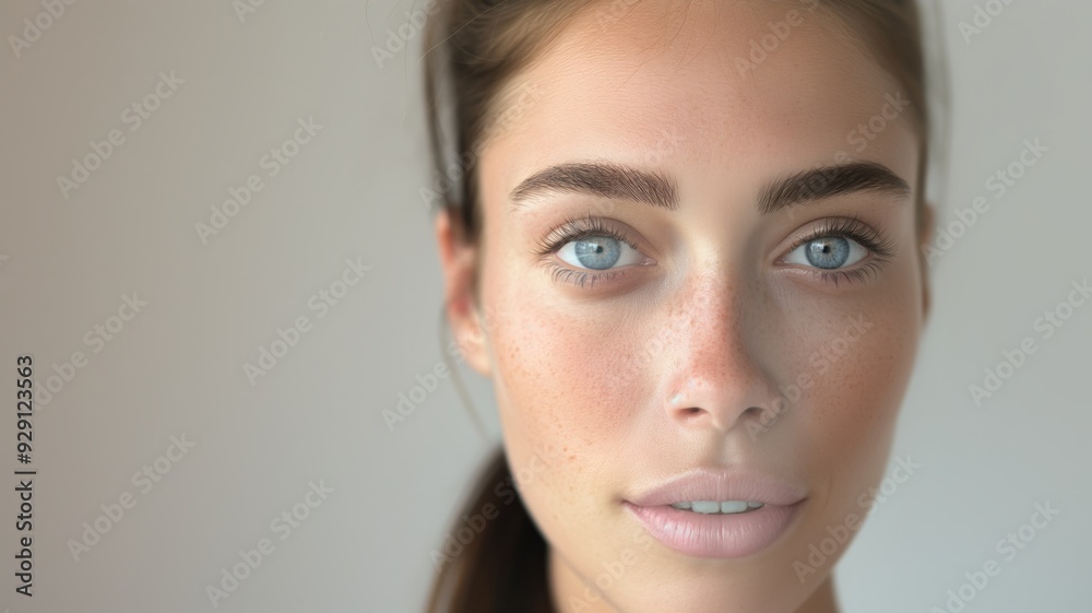 Close-up Portrait of a Beautiful Woman with Blue Eyes Close-up Portrait of a Beautiful Woman with Blue Eyes
