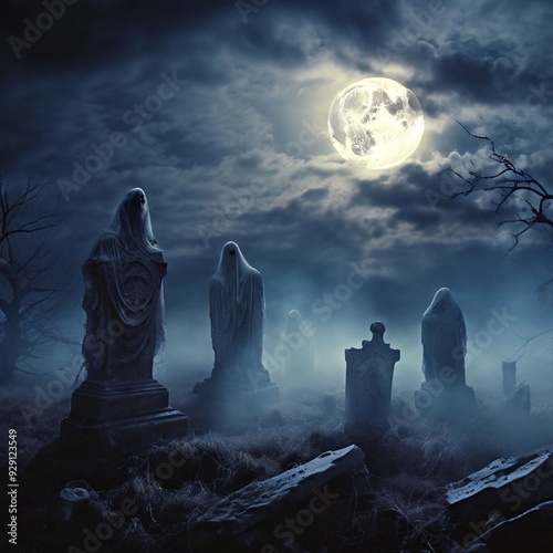 Ghosts Floating in a Graveyard