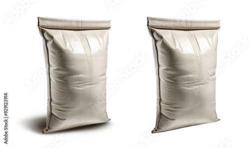 Mockup de saco branco, com e sem sobra, em fundo transparente sem fundo
