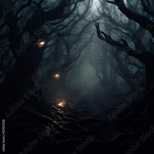 Spooky Forest with Creepy Trees