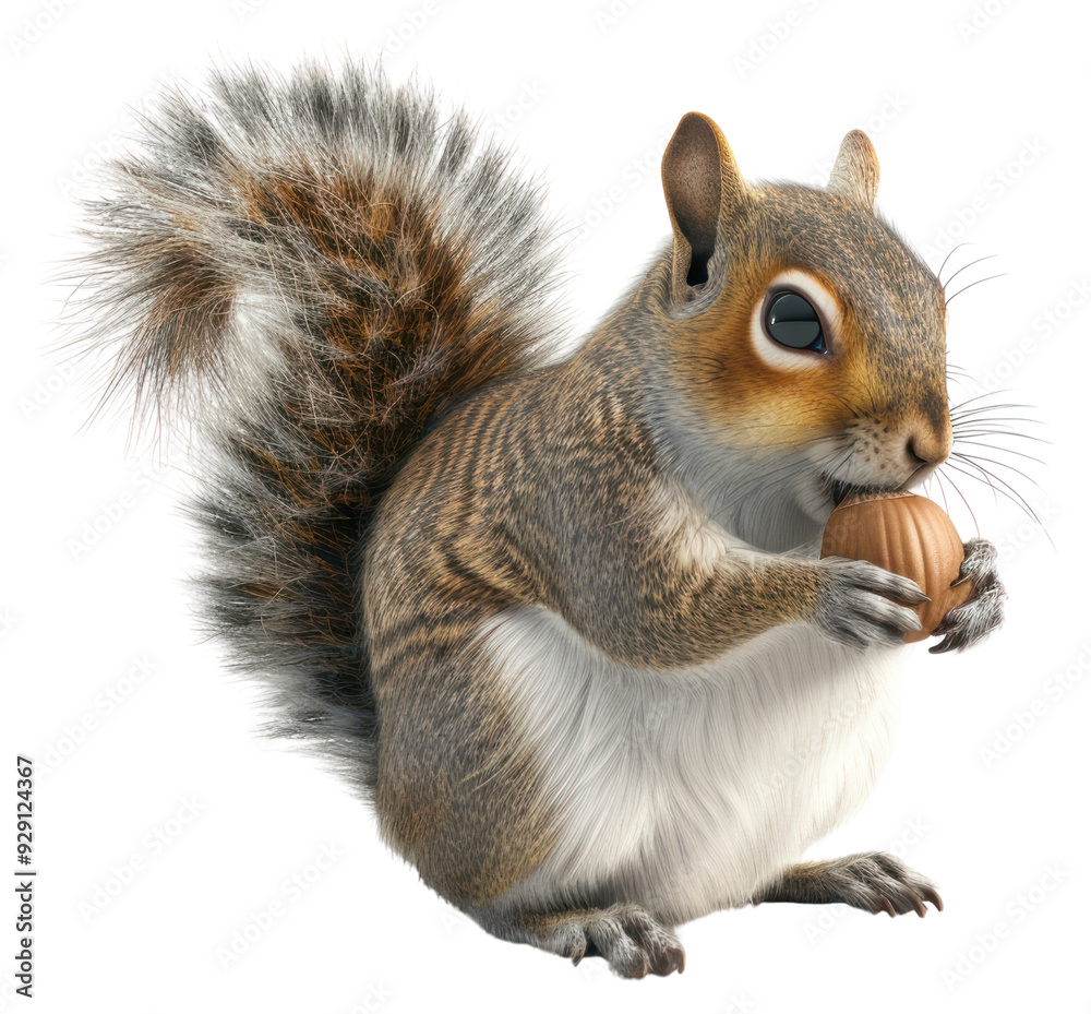 Obraz premium PNG Squirrel holding nut illustration