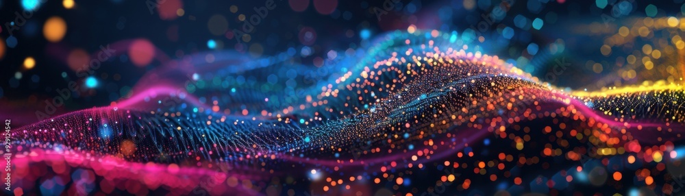 Multicolored Digital Wave of Data Flow Multicolored Digital Wave of Data Flow