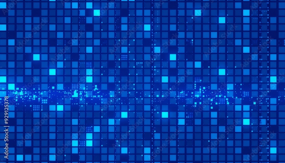 high-tech background showcasing a blue square pixel pattern uniform grid of bright blue and dark blue squares intricate digital design evoking a tech-savvy atmosphere high-tech background showcasing a blue square pixel pattern uniform grid of bright blue and dark blue squares intricate digital design evoking a tech-savvy atmosphere