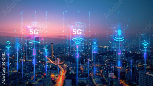 Wallpaper Mural country skyline at night 5G network Torontodigital.ca