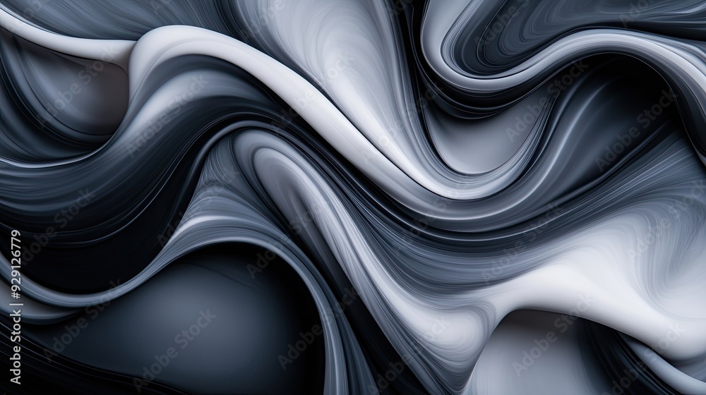 A mesmerizing abstract swirl of black and white textures, creating a dynamic flow that evokes emotion and depth.
