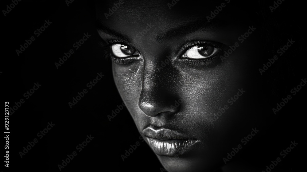 Black and white portrait photograph against a deep black background capturing intense emotions with dramatic lighting high contrast and sharp details for a powerful visual impact Black and white portrait photograph against a deep black background capturing intense emotions with dramatic lighting high contrast and sharp details for a powerful visual impact