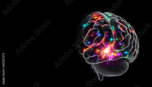 Wallpaper Mural Grayscale left brain appears lifeless compared to the right brain which glows with vibrant colors and light against a black background Torontodigital.ca