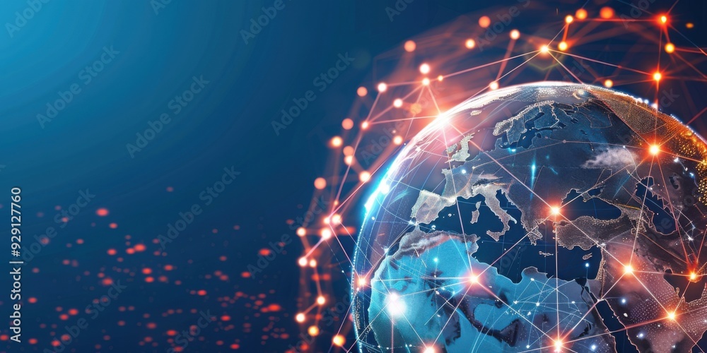 Digital Globe with Global Communication Network Digital Globe with Global Communication Network
