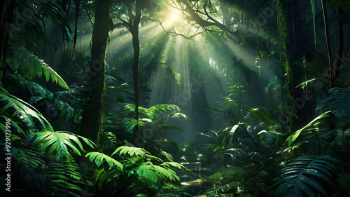 Tropical dense cloud forest coverd in fog, Central Africa

