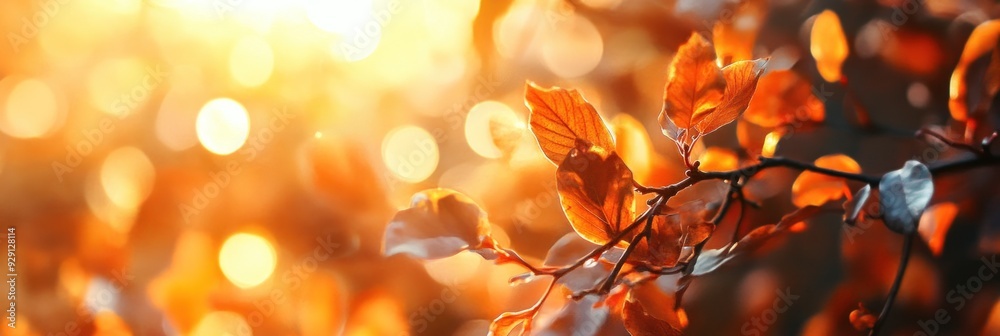 Golden autumn leaves glowing in warm sunlight Golden autumn leaves glowing in warm sunlight