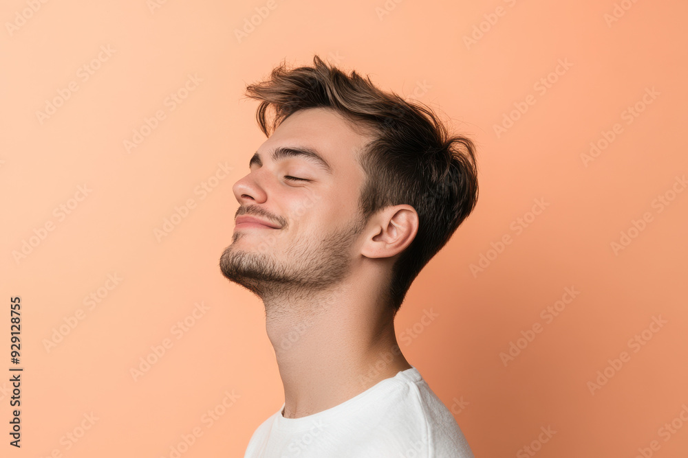 A close up of a man's face with his eyes closed A close up of a man's face with his eyes closed
