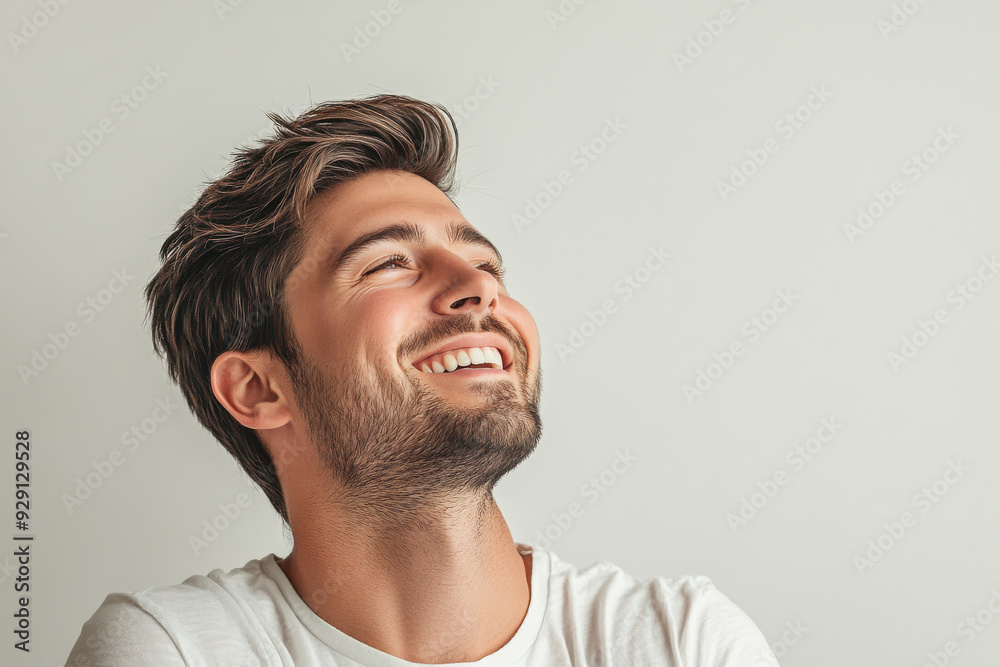 A close up of a man's face with his eyes closed