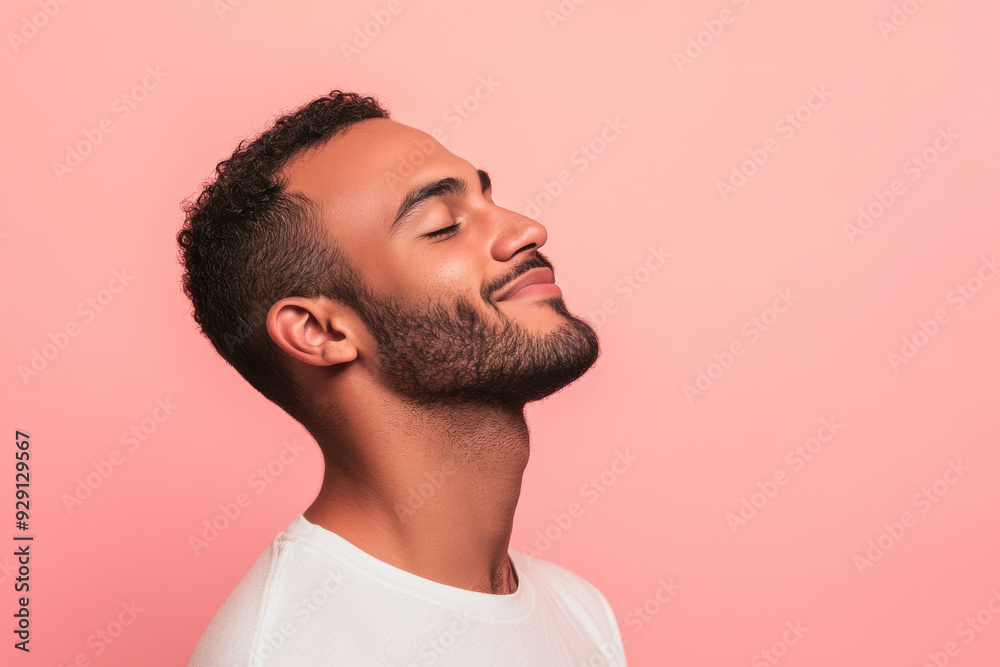 A close up of a man's face with his eyes closed A close up of a man's face with his eyes closed