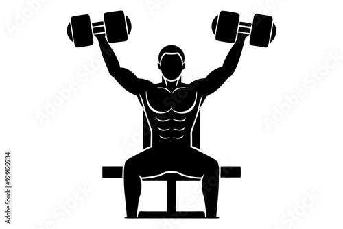 Weightlifter Performing Chest Fly Silhouette, Vector Illustration photo