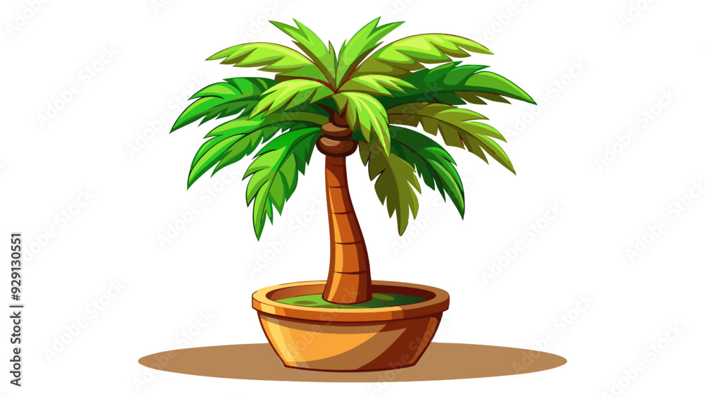Fototapeta premium Palm tree in a pot on a white background. Vector illustration