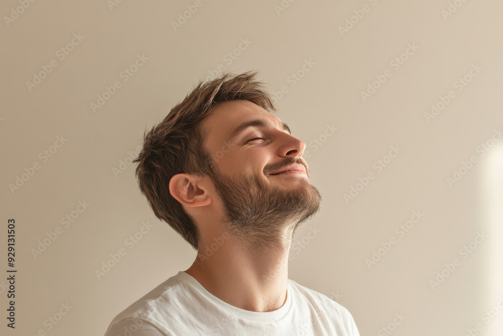A close up of a man's face with his eyes closed A close up of a man's face with his eyes closed