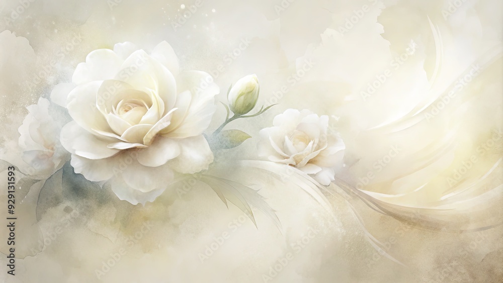 Soft, flowing white watercolour strokes blend with delicate textures, creating an ethereal, dreamy quality on a subtle, creamy background, evoking a sense of calm serenity. Soft, flowing white watercolour strokes blend with delicate textures, creating an ethereal, dreamy quality on a subtle, creamy background, evoking a sense of calm serenity.