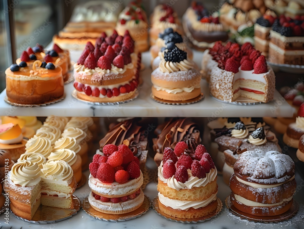 Mouthwatering Display of Delectable Desserts and Artisanal Baked Goods Mouthwatering Display of Delectable Desserts and Artisanal Baked Goods