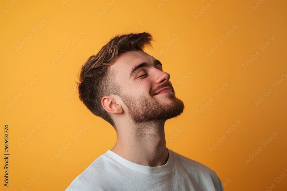 A close up of a man's face with his eyes closed A close up of a man's face with his eyes closed