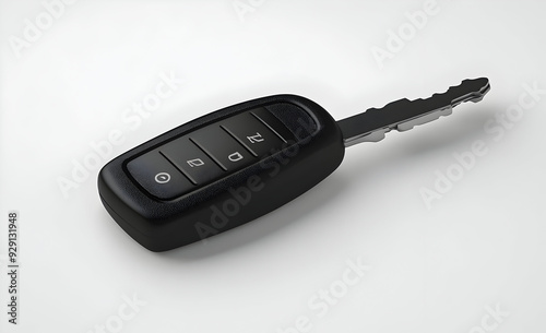 A modern car key fob with buttons for locking and unlocking. Ideal for automotive and technology-related projects.