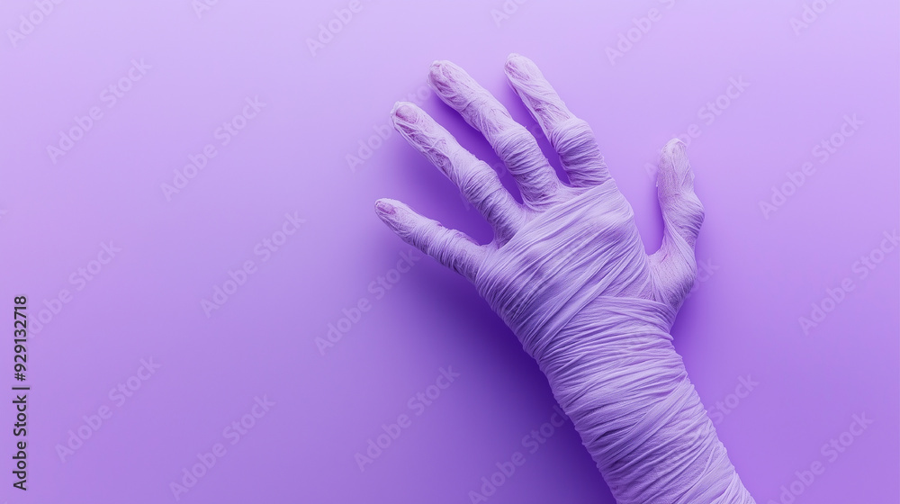 Mummy's hand bandaged. Halloween banner. Mummy's hand bandaged. Halloween banner.